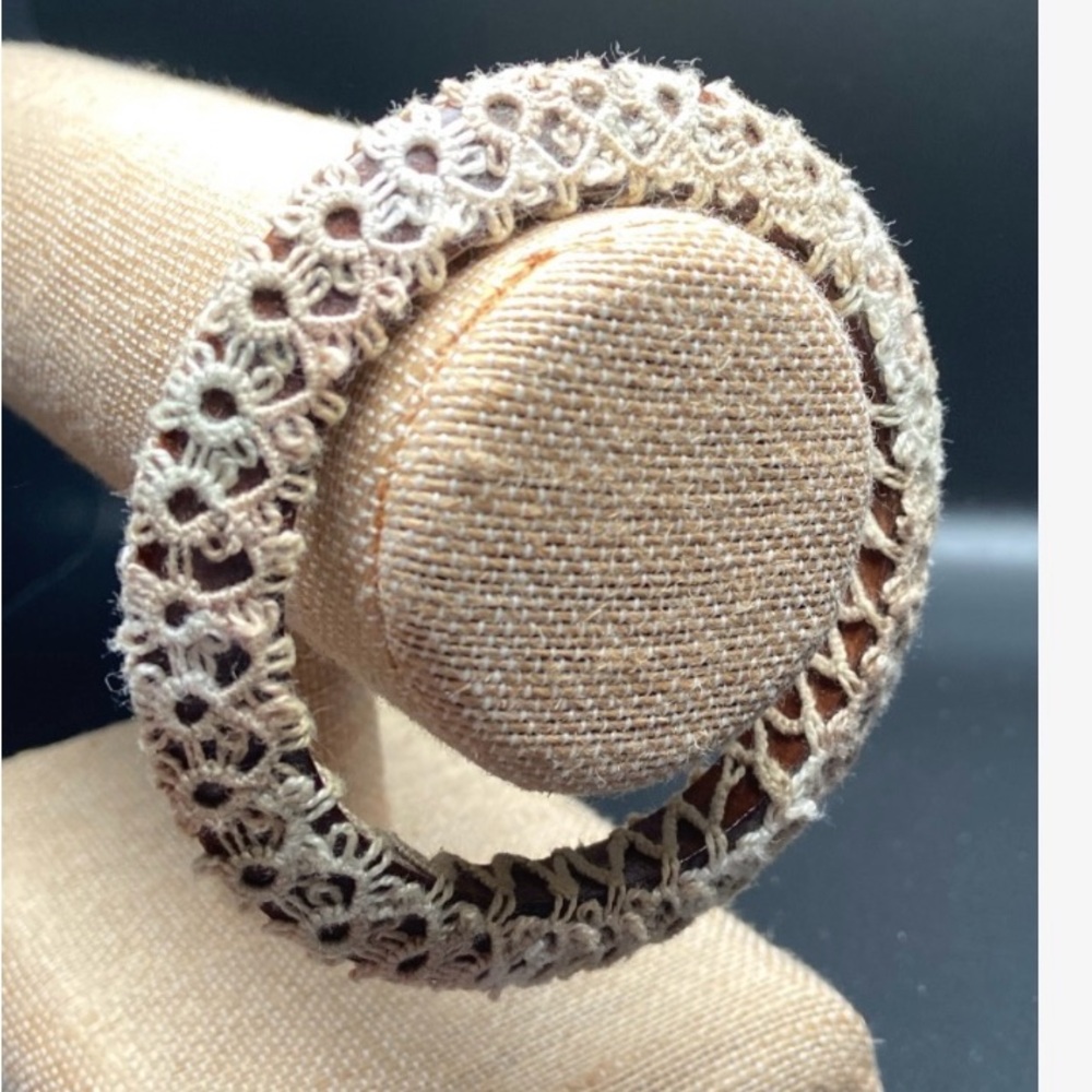 Crochet bangle wood bracelet
